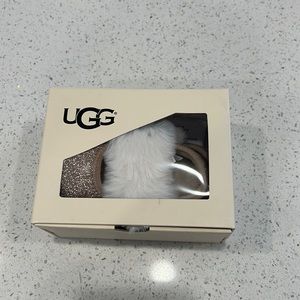 Gold and white fur Ugg shoes glitter gold worn once